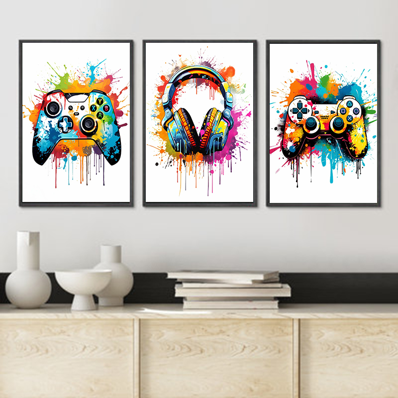Gaming Controller - Colorful Graffiti Game Controller Headphones Diamond