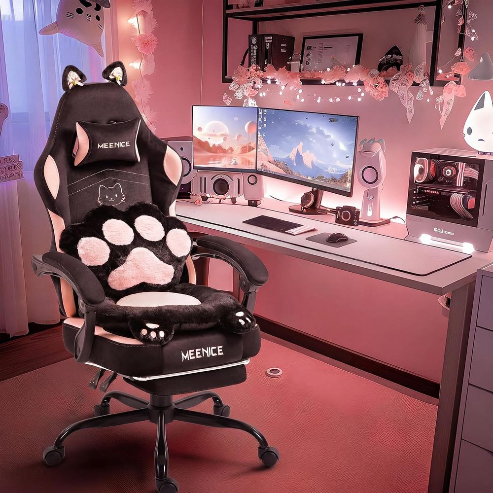 Pc Gaming Chair - Pink Gaming Chair Cute with Cat