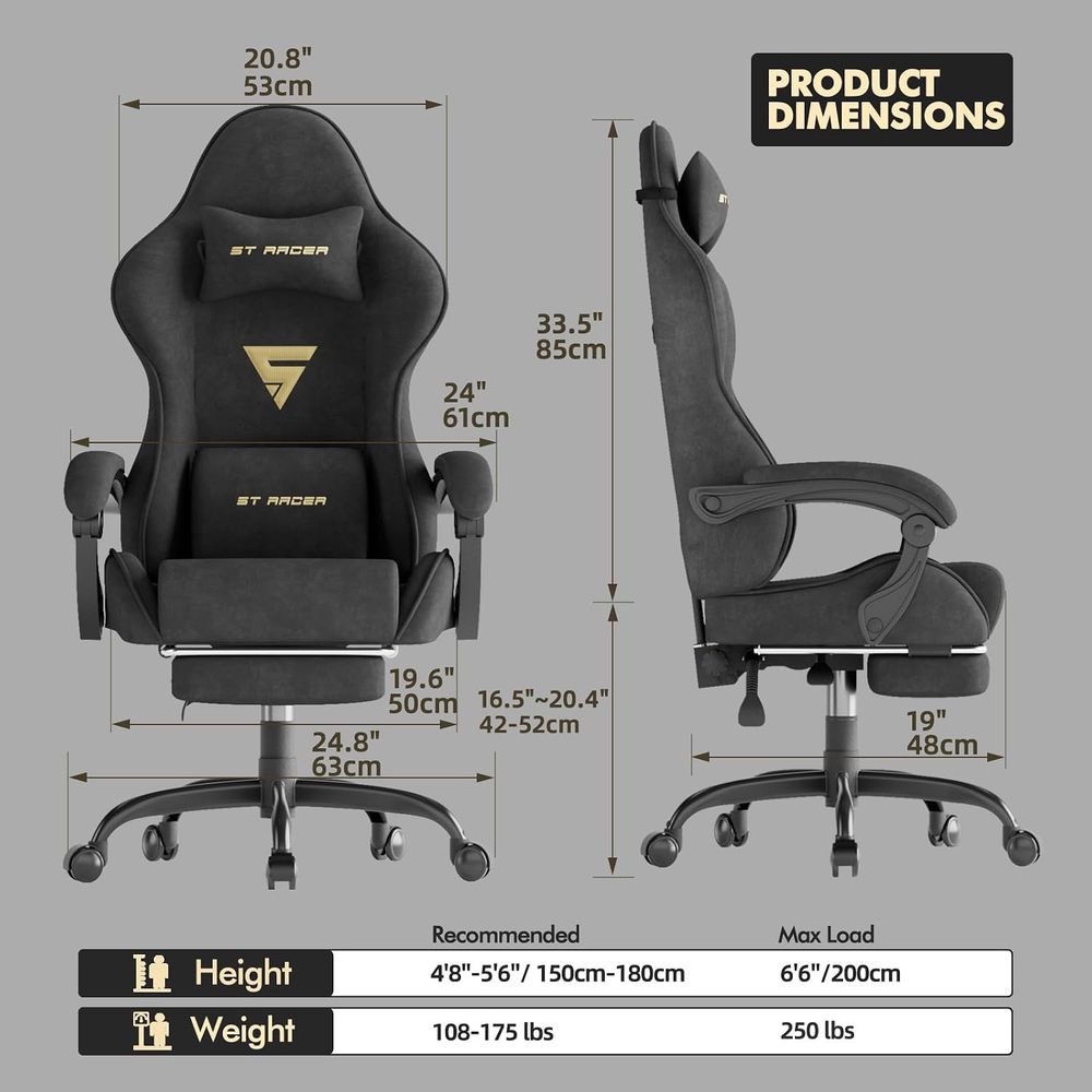 Velvet abric Ergonomic Gaming  - Pc Gaming Chair recension och pris