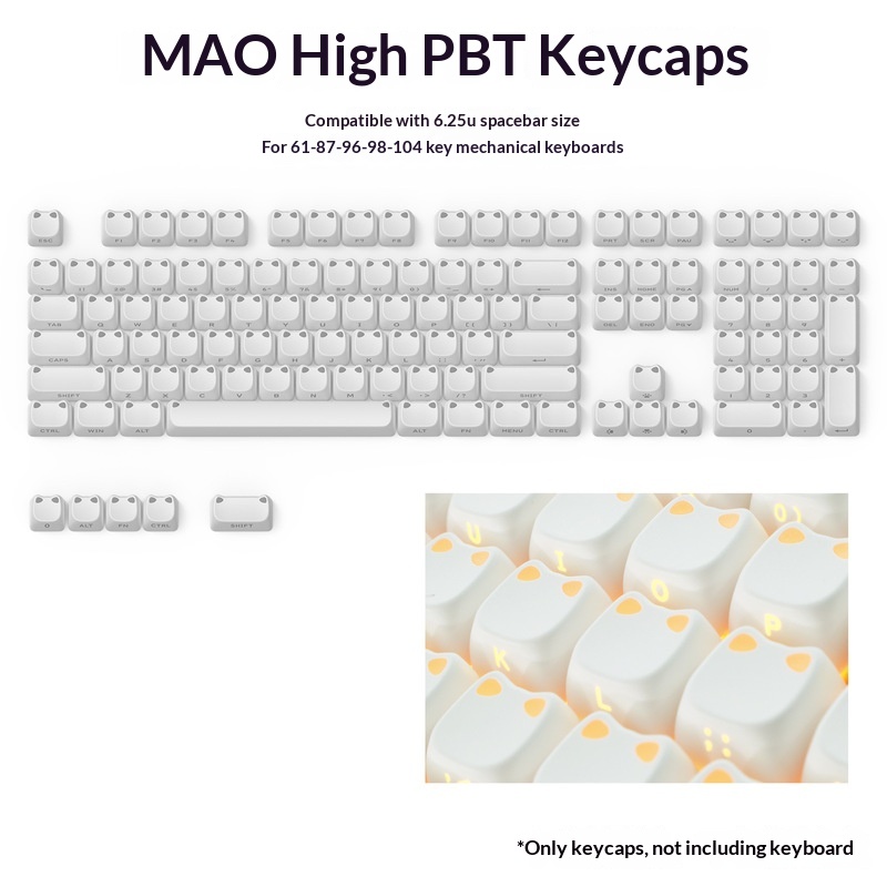 113 Key MAO Cute Cat Ear Trans - Custom Keycaps recension och pris