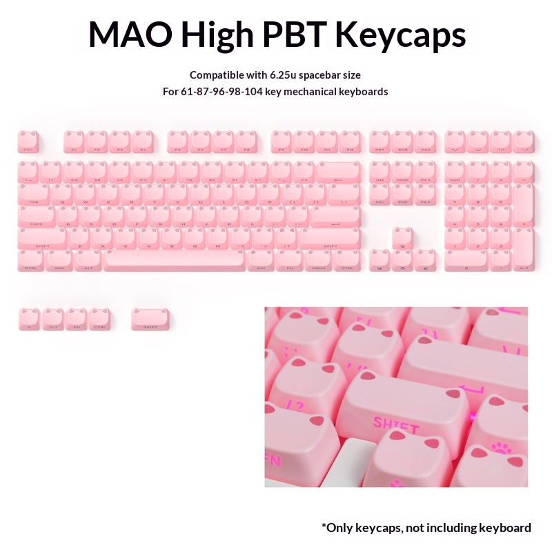 113 Key MAO Cute Cat Ear Trans - Custom Keycaps recension och pris